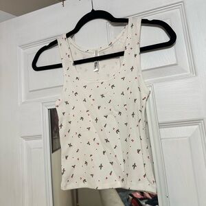 Floral Print White Tank Top